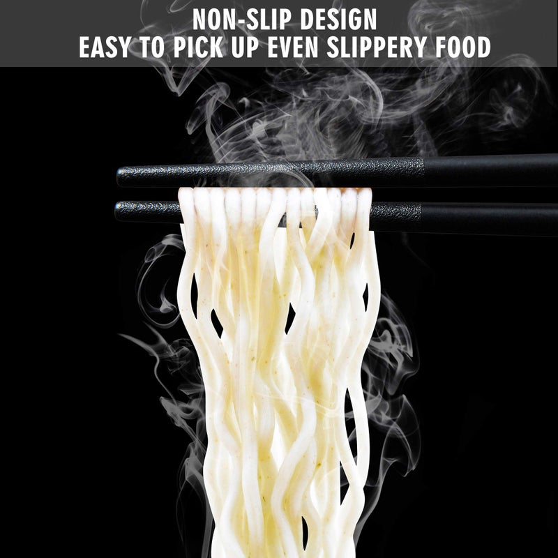 SUPJOYES 5 Pairs Fiberglass Chopsticks - Reusable Chopsticks Dishwasher Safe  Japanese Chinese Chop Sticks with Wave Pattern  9 1/2 Inches - Image 4